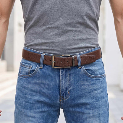 THE MEN THING Mens Genuine Leather Belt | 2 in 1 Reversible (Brown & Black) (1 Pc.) - LUXORIC -BRAVIX