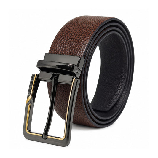 THE MEN THING Mens Genuine Leather Belt | 2 in 1 Reversible (Brown & Black) (1 Pc.) - LUXORIC -BRAVIX