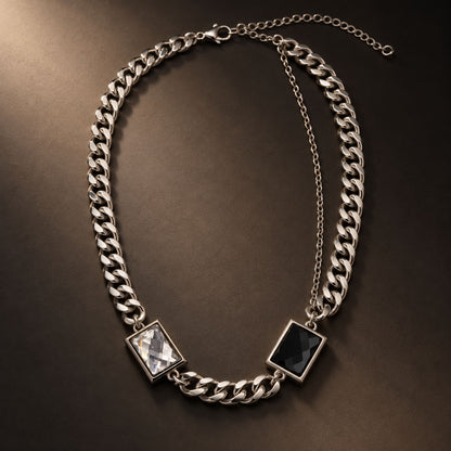 THE MEN THING Necklace DUAL ECLIPSE - Titanium Steel Pendant with 6mm Chain for Men & Boys (21 to 23 inch Adjustable)