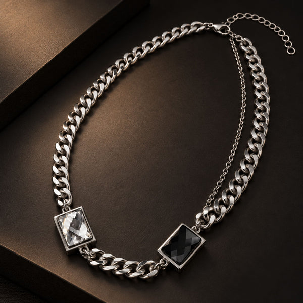DUAL ECLIPSE - Titanium Steel Pendant with 6mm Chain for Men & Boys (21 to 23 inch Adjustable)
