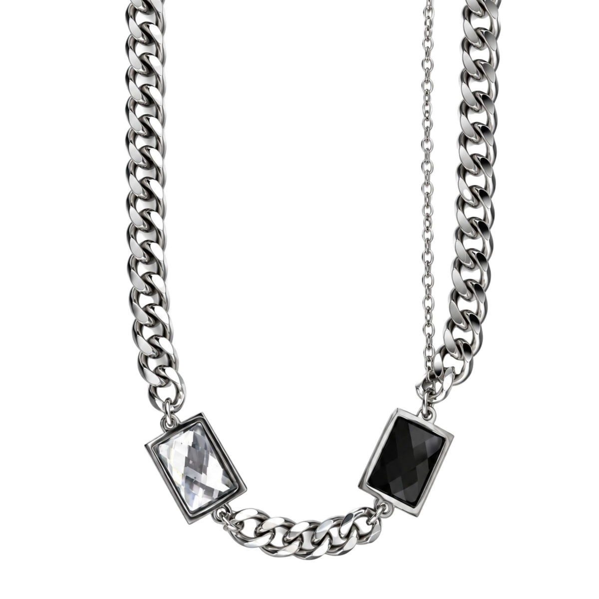 THE MEN THING Necklace DUAL ECLIPSE - Titanium Steel Pendant with 6mm Chain for Men & Boys (21 to 23 inch Adjustable)