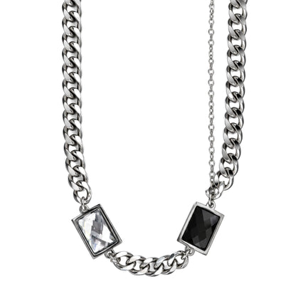 THE MEN THING Necklace DUAL ECLIPSE - Titanium Steel Pendant with 6mm Chain for Men & Boys (21 to 23 inch Adjustable)