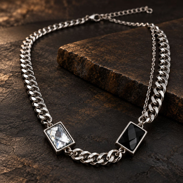 DUAL ECLIPSE - Titanium Steel Pendant with 6mm Chain for Men & Boys (21 to 23 inch Adjustable)