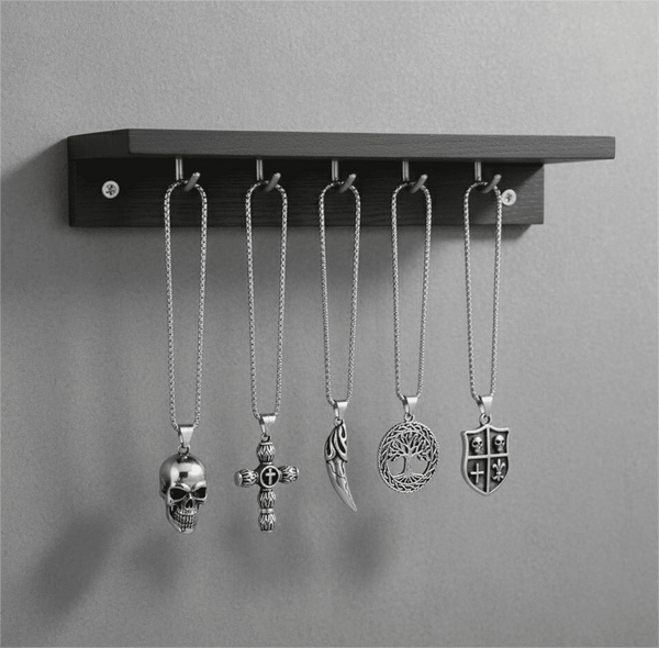 High Stakes 5-Piece Collector's Pendant Set – JOKER DECK, ALLMIGHTY CROSS, SKULLBIG, VICTORY TOOTH, & TREE OF LIFE Necklaces on 24 Inch Stainless Steel Chain for Mens and Boys