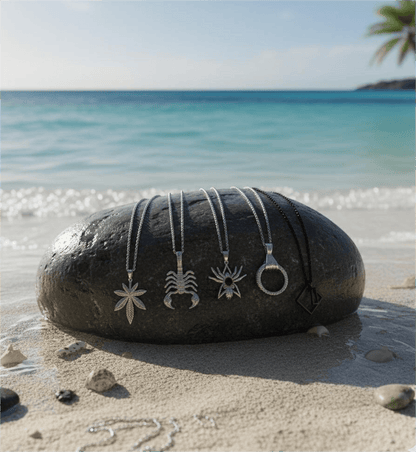 THE MEN THING Necklace PREDATOR'S REGALIA Collector's 5-Piece Symbolic Pendant Set – KINGSCRÒP, WILD HUNT, CLAW HAND, HEMP-LEAF, & TRESQUARE BLACK Necklaces on 24 Inch Stainless Steel Chain for Mens and Boys