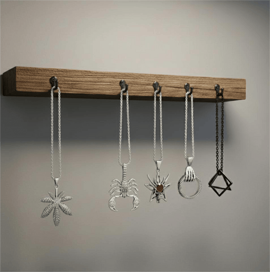 THE MEN THING Necklace PREDATOR'S REGALIA Collector's 5-Piece Symbolic Pendant Set – KINGSCRÒP, WILD HUNT, CLAW HAND, HEMP-LEAF, & TRESQUARE BLACK Necklaces on 24 Inch Stainless Steel Chain for Mens and Boys