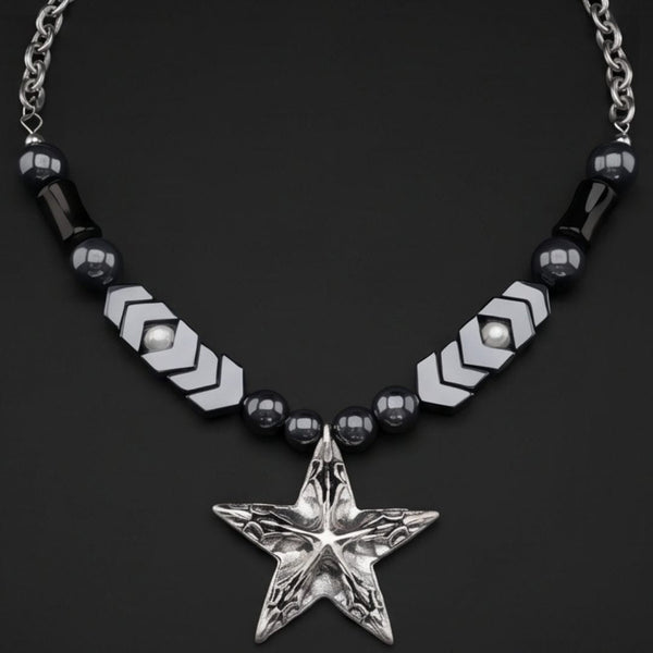 STAR BEAD - 38mm Titanium Steel Pendant with 19inch Necklace With Adjustable Chain for Men & Boys