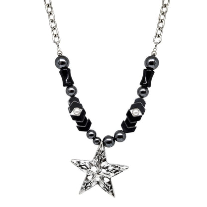 THE MEN THING Necklace STAR BEAD - 38mm Titanium Steel Pendant with 19inch Necklace With Adjustable Chain for Men & Boys