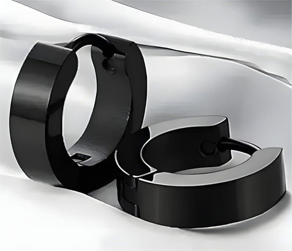 THE MEN THING Nose & Ear Ring ALTAIR BLACK - 5mm Titanium Steel Hoop Earrings for Men & Boys (2 Pcs)