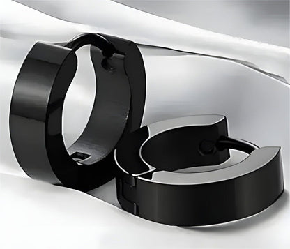 THE MEN THING Nose & Ear Ring ALTAIR BLACK - 5mm Titanium Steel Hoop Earrings for Men & Boys (2 Pcs)