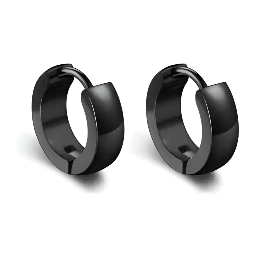 THE MEN THING Nose & Ear Ring ALTAIR BLACK - 5mm Titanium Steel Hoop Earrings for Men & Boys (2 Pcs)