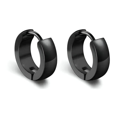 THE MEN THING Nose & Ear Ring ALTAIR BLACK - 5mm Titanium Steel Hoop Earrings for Men & Boys (2 Pcs)