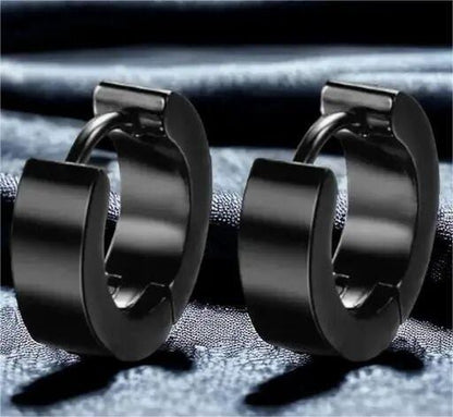 THE MEN THING Nose & Ear Ring ALTAIR BLACK - 5mm Titanium Steel Hoop Earrings for Men & Boys (2 Pcs)