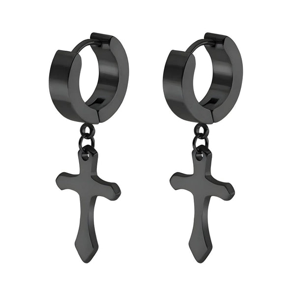 ALTROSS BLACK - 5mm Titanium Steel Hoop Earrings for Men & Boys (2Pcs)