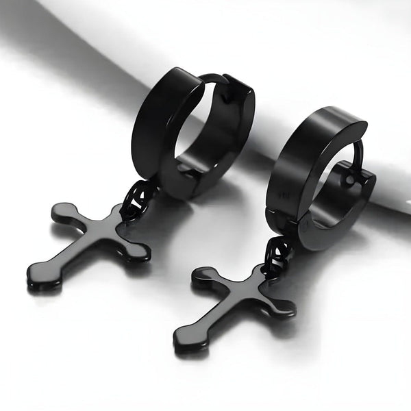 ALTROSS BLACK - 5mm Titanium Steel Hoop Earrings for Men & Boys (2Pcs)