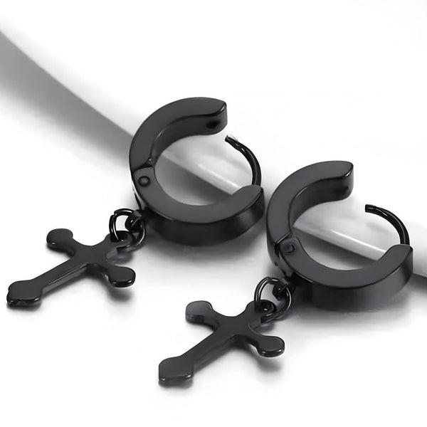 ALTROSS BLACK - 5mm Titanium Steel Hoop Earrings for Men & Boys (2Pcs)