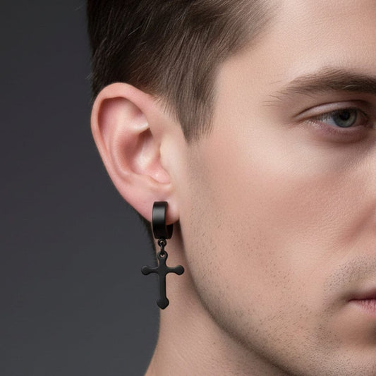 THE MEN THING Nose & Ear Ring ALTROSS BLACK - 5mm Titanium Steel Hoop Earrings for Men & Boys (2Pcs)