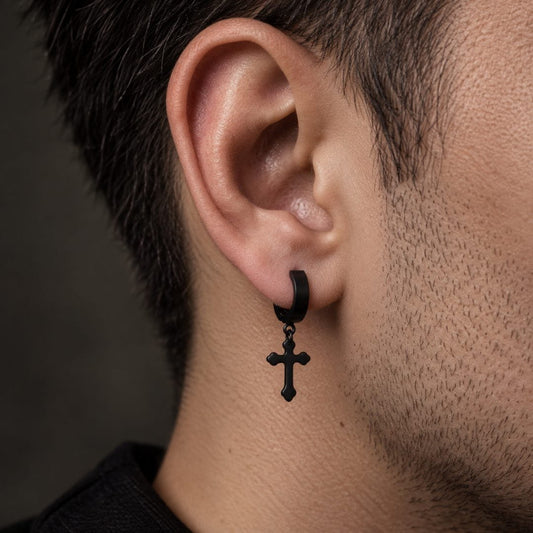 THE MEN THING Nose & Ear Ring ALTROSS BLACK - 5mm Titanium Steel Hoop Earrings for Men & Boys (2Pcs)