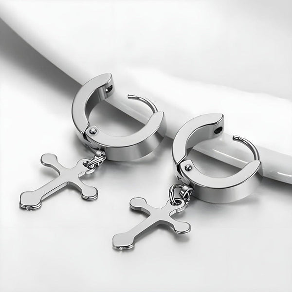 ALTROSS SILVER - 5mm Titanium Steel Hoop Earrings for Men & Boys (2 Pcs)