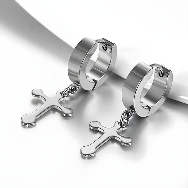 ALTROSS SILVER - 5mm Titanium Steel Hoop Earrings for Men & Boys (2 Pcs)