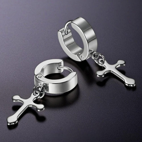 ALTROSS SILVER - 5mm Titanium Steel Hoop Earrings for Men & Boys (2 Pcs)