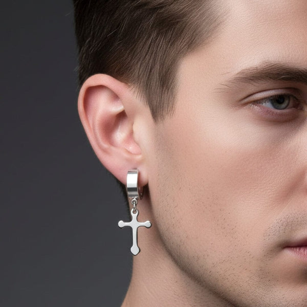 ALTROSS SILVER - 5mm Titanium Steel Hoop Earrings for Men & Boys (2 Pcs)