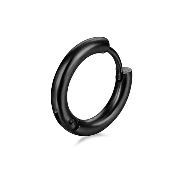 AVOR BLACK - 16mm Titanium Steel Hoop Earrings for Men & Boys (2 Pcs)