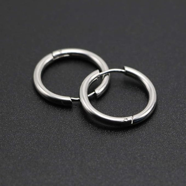 AVOR SILVER - Titanium Steel Hoop Earrings for Men & Boys (16MM to 8 MM) (2 Pcs)