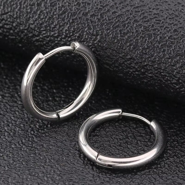 AVOR SILVER - Titanium Steel Hoop Earrings for Men & Boys (16MM to 8 MM) (2 Pcs)