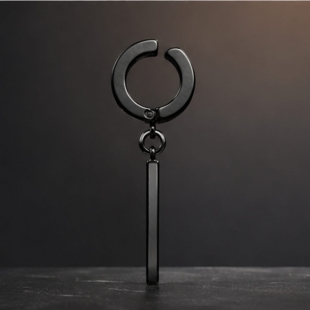 THE MEN THING Nose & Ear Ring BLACK BAR DROP - Stainless Steel Earring in Black for Men & Boys