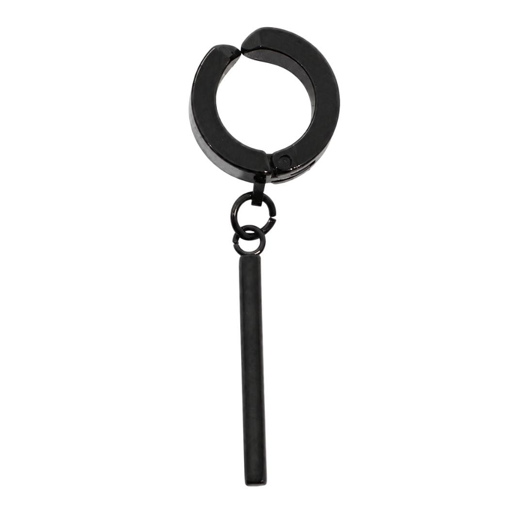THE MEN THING Nose & Ear Ring BLACK BAR DROP - Stainless Steel Earring in Black for Men & Boys