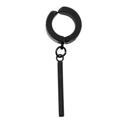 THE MEN THING Nose & Ear Ring BLACK BAR DROP - Stainless Steel Earring in Black for Men & Boys