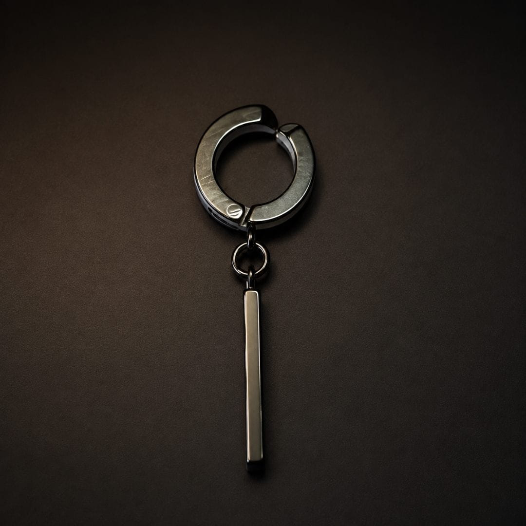 THE MEN THING Nose & Ear Ring BLACK BAR DROP - Stainless Steel Earring in Black for Men & Boys
