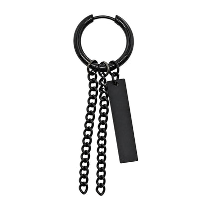 THE MEN THING Nose & Ear Ring CHAIN BAR DROP - Stainless Steel Earring in Black for Men & Boys