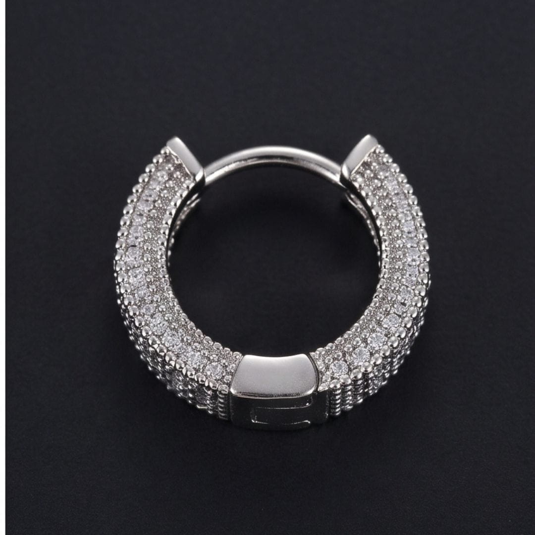THE MEN THING Nose & Ear Ring CRYSTAL PAVE HOOP - Stainless Steel Earring in Steel for Men & Boys