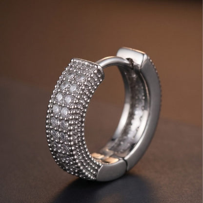 THE MEN THING Nose & Ear Ring CRYSTAL PAVE HOOP - Stainless Steel Earring in Steel for Men & Boys