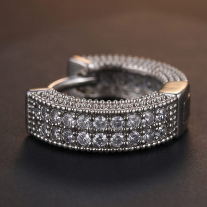 THE MEN THING Nose & Ear Ring CRYSTAL PAVE HOOP - Stainless Steel Earring in Steel for Men & Boys