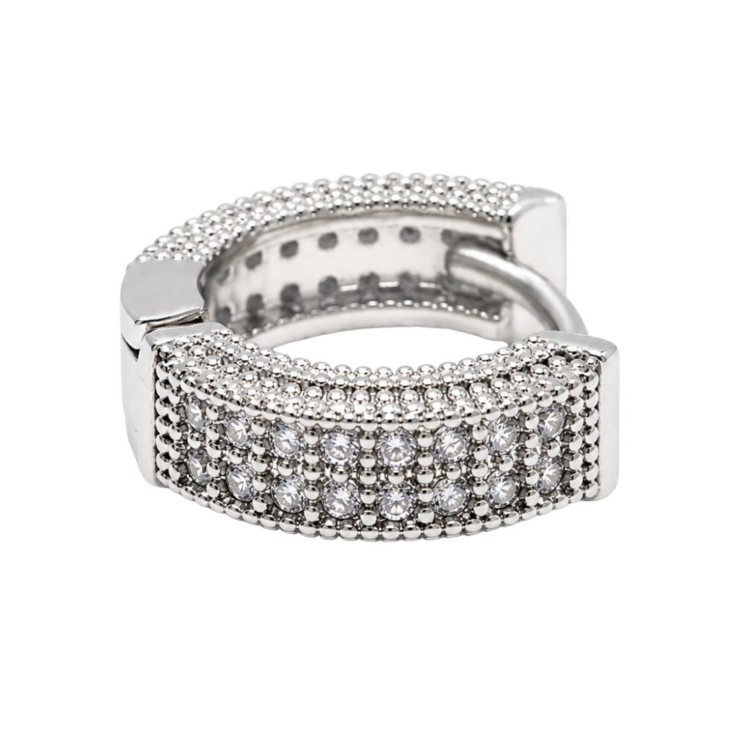 THE MEN THING Nose & Ear Ring CRYSTAL PAVE HOOP - Stainless Steel Earring in Steel for Men & Boys