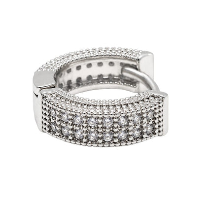 THE MEN THING Nose & Ear Ring CRYSTAL PAVE HOOP - Stainless Steel Earring in Steel for Men & Boys