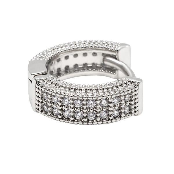 CRYSTAL PAVE HOOP - Stainless Steel Earring in Steel for Men & Boys