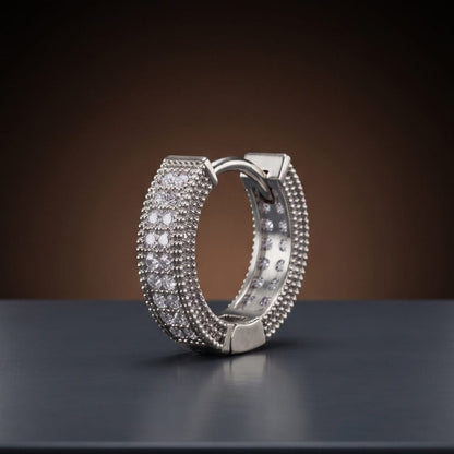THE MEN THING Nose & Ear Ring CRYSTAL PAVE HOOP - Stainless Steel Earring in Steel for Men & Boys