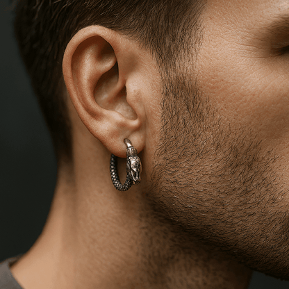 THE MEN THING Nose & Ear Ring FANG  - Titanium Steel Hoop Earrings for Men & Boys (2 Pcs)