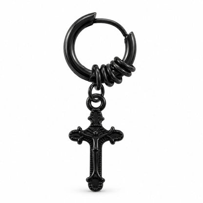 THE MEN THING Nose & Ear Ring MIDNIGHT RELIC BLACK - Stainless Steel Earring for Men & Boys — Black Polished Finish