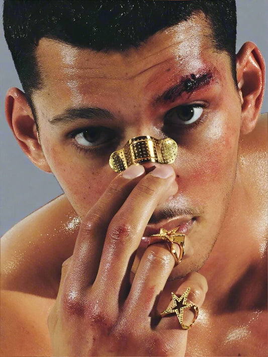 THE MEN THING Nose & Ear Ring NOSE BAND-AID - Gold Toned Fashion Nasal Clip, Nightclub  - No Holes Nose Clip, Nose Strip for Men and Boys (1 Pcs)