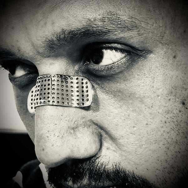 NOSE BAND-AID - Silver Toned Fashion Nasal Clip, Nightclub  - No Holes Nose Clip, Nose Strip for Men and Boys (1 Pcs)