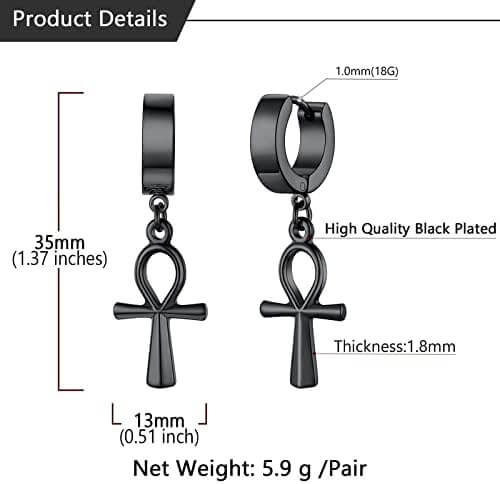 ANKRYX BLACK - Titanium Steel Stud Earrings for Men & Boys (2 Pcs)