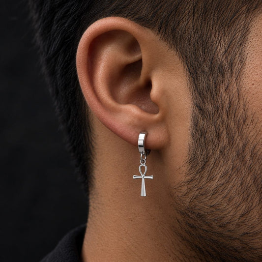 THE MEN THING Nose & Ear Ring Pair  (Both Ears) ANKRYX SILVER - Titanium Steel Stud Earrings for Men & Boys (2 Pcs)