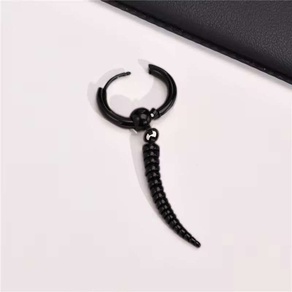 ANTLER - BLACK - Pure Titanium Steel Ear Hoop Earrings for Men & Boys (2 Pcs)