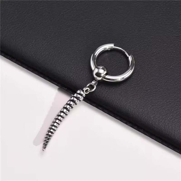 ANTLER - SILVER - Pure Titanium Steel Ear Hoop Earrings for Men & Boys (2 Pcs)