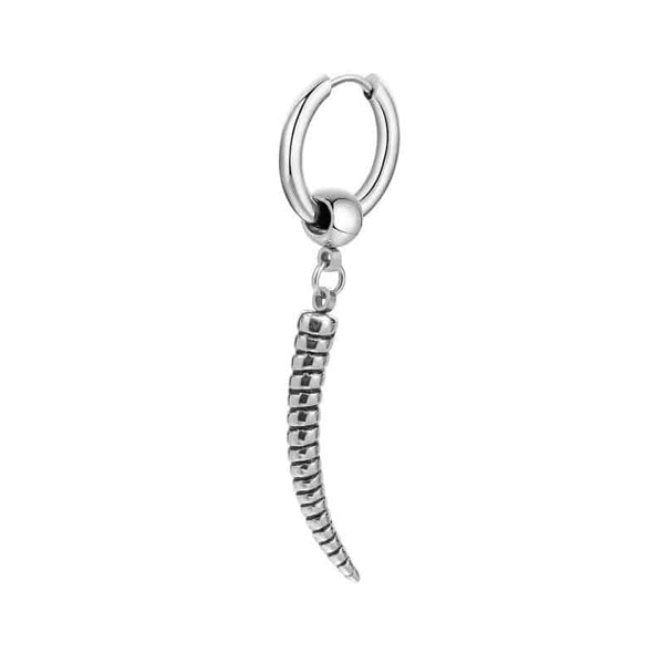 ANTLER - SILVER - Pure Titanium Steel Ear Hoop Earrings for Men & Boys (2 Pcs)